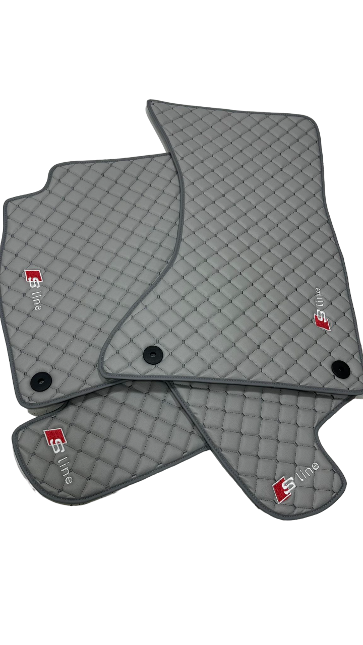 Audi S-Line All Models Waterproof Custom Car Audi Sline Floor Mats Leather Front Rear Carpet Liner Sline Car Floor Mats Set