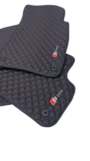 Audi S-Line All Models Waterproof Custom Car Audi Sline Floor Mats Leather Front Rear Carpet Liner Sline Car Floor Mats Set