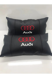 Audi Compatible Car Auto Neck Pillow 2 Pcs Luxury Leather Audi Car Pillow Car Pillow For ALL Audi Vehicle